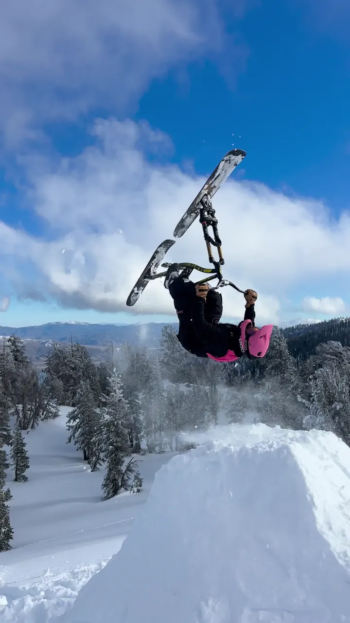 Daniel Behar backflipping a ski bike, frame 6 of 16