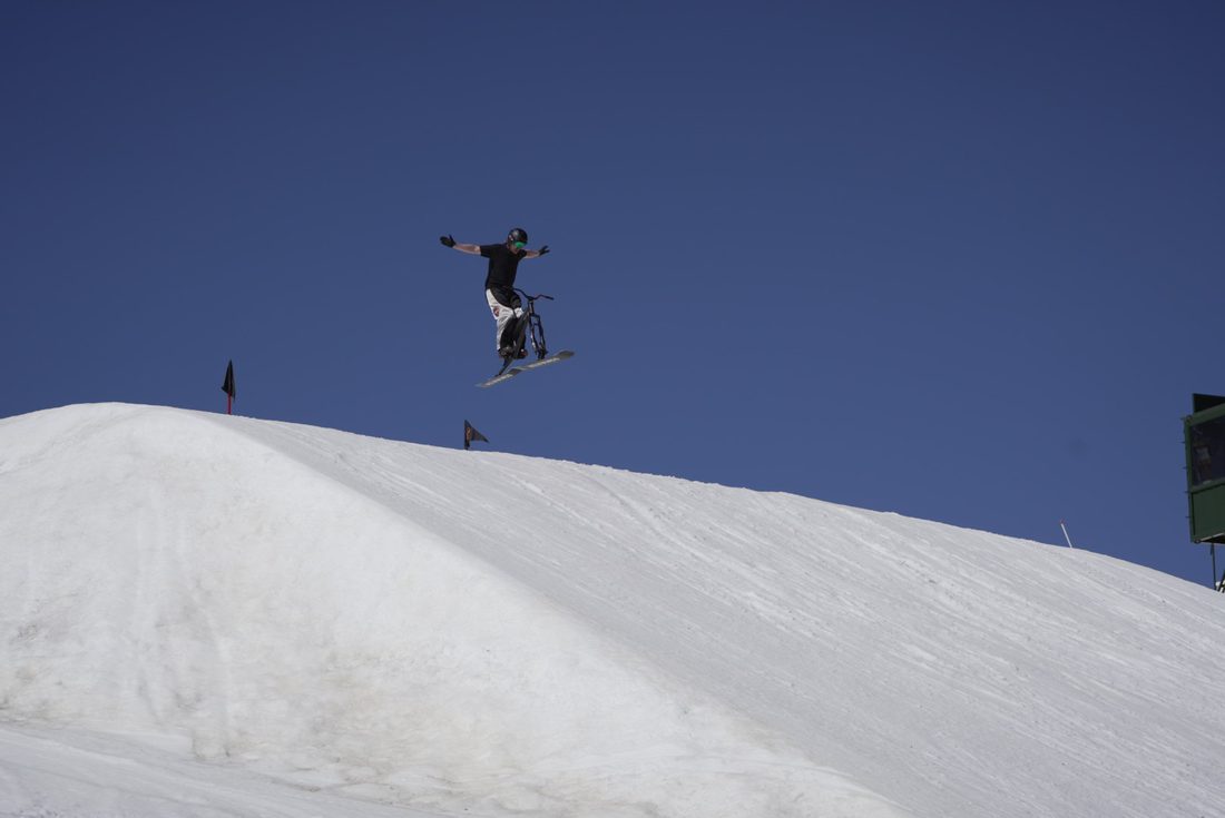 A rider sending a jump