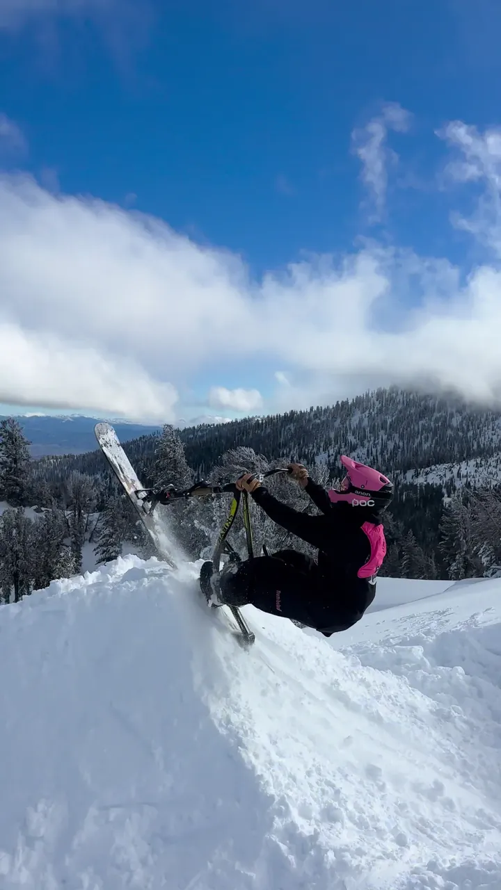 Daniel Behar backflipping a ski bike, frame 3 of 16