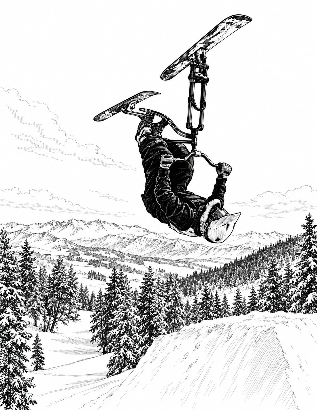 Ski MX rider mid-backflip