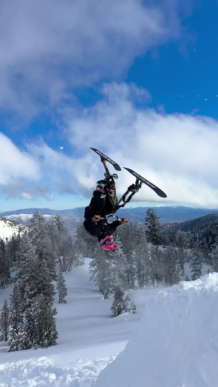 Daniel Behar backflipping a ski bike, frame 9 of 16